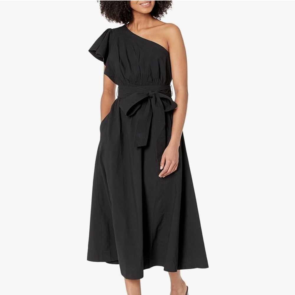 Madewell Black One-Shoulder Midi Dress